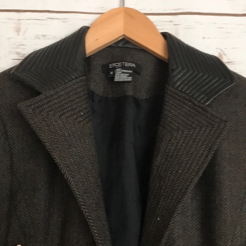 Etcetera Gray Black Lambs Wool Collared Blazer - image 4